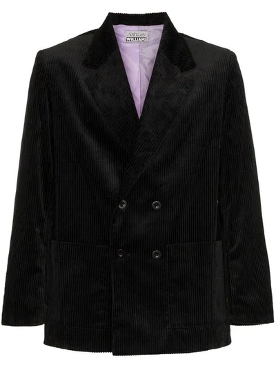 Shop Ashley Williams Double-breasted Executive Corduroy Blazer - Black