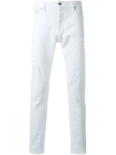 Shop Hl Heddie Lovu Distressed Slim Fit Jeans In White