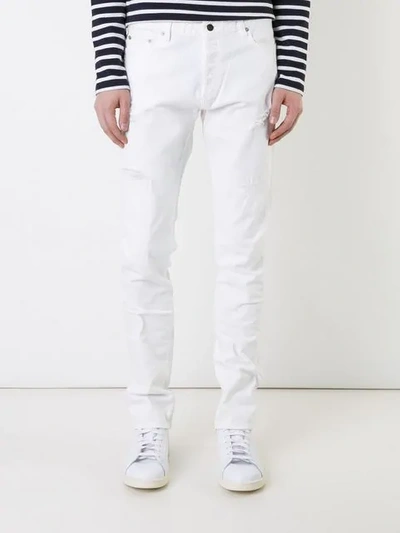 Shop Hl Heddie Lovu Distressed Slim Fit Jeans In White