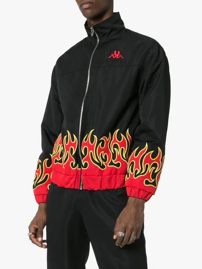 Charm's X Kappa Fire Print High Neck Sport Jacket In Black | ModeSens