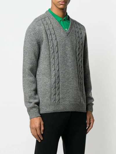 Shop Gucci Jacquard Logo Knit Sweater In Grey