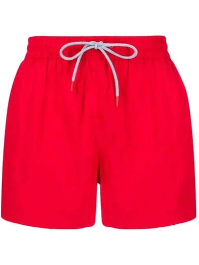 Shop Fila Side Logo Patch Swim Shorts In Red
