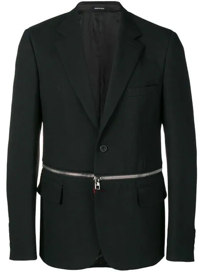 Shop Alexander Mcqueen Zipped Blazer In 1000 Black