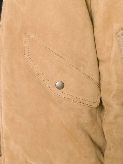 Saint Laurent Zipped Bomber Jacket In Neutrals