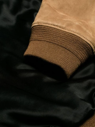 Saint Laurent Zipped Bomber Jacket In Neutrals