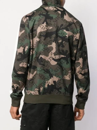 Shop Valentino Monogram Print Camouflage Track Jacket In Green
