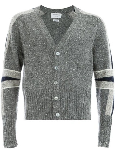 Shop Thom Browne Panelled Sleeve Cardigan In Grey