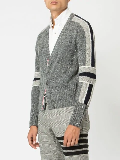 Shop Thom Browne Panelled Sleeve Cardigan In Grey