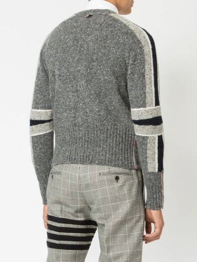 Shop Thom Browne Panelled Sleeve Cardigan In Grey