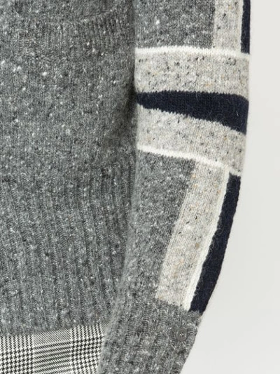 Shop Thom Browne Panelled Sleeve Cardigan In Grey