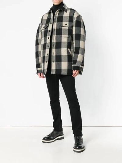 Shop R13 Oversized Check Coat In Neutrals