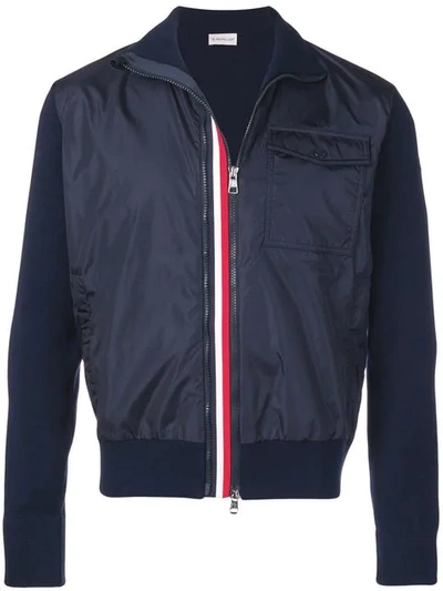 MONCLER ZIP FRONT BOMBER JACKET - 蓝色