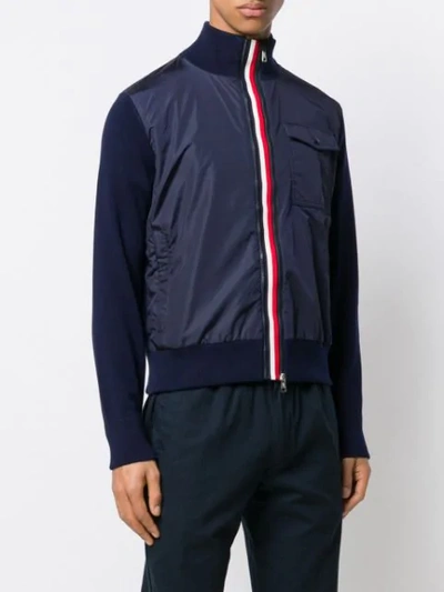 MONCLER ZIP FRONT BOMBER JACKET - 蓝色