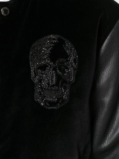 Shop Alexander Mcqueen Sequin Embellished Skull Bomber Jacket In Black