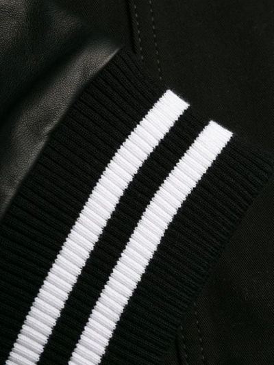 Shop Balmain Striped Trim Bomber Jacket In Black