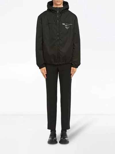 Shop Prada Nylon Gabardine Jacket With Hood In Black
