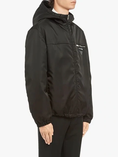 Shop Prada Nylon Gabardine Jacket With Hood In Black