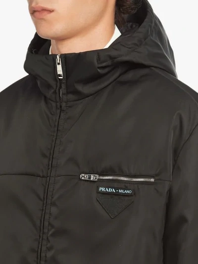 Shop Prada Nylon Gabardine Jacket With Hood In Black