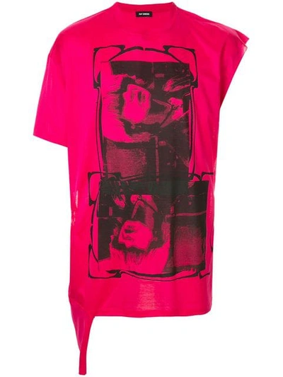 Shop Raf Simons Toyah Asymmetric Sleeve T-shirt In Pink