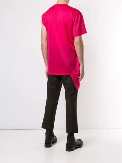 Shop Raf Simons Toyah Asymmetric Sleeve T-shirt In Pink