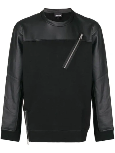 Shop Just Cavalli Zip Detail Sweatshirt In Black