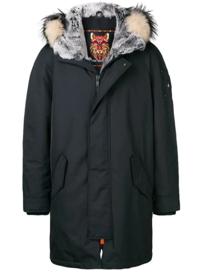 Shop Moose Knuckles Concealed Zip Parka Coat - Black