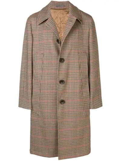 Shop Gabriele Pasini Checked Single-breasted Overcoat In Brown