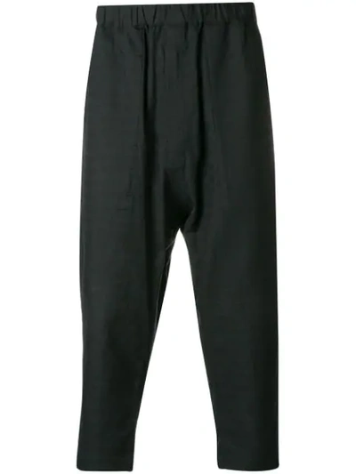 Shop Issey Miyake Elasticated Waist Cropped Trousers In Black