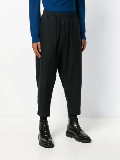 Shop Issey Miyake Elasticated Waist Cropped Trousers In Black