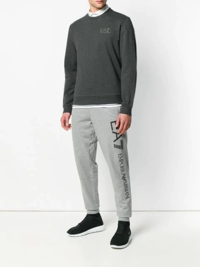 Shop Ea7 Printed Logo Track Pants In Grey