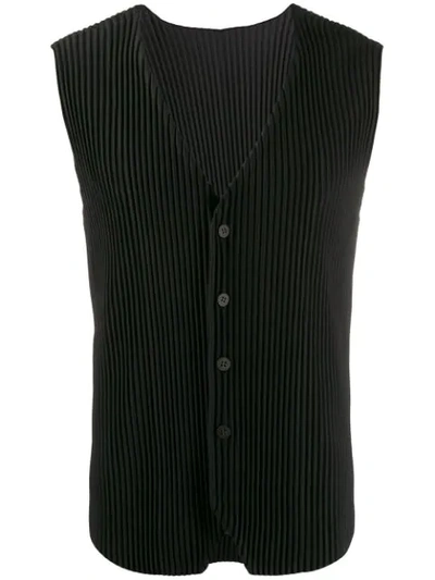 HOMME PLISSÉ ISSEY MIYAKE PLEATED WAISTCOAT - 黑色