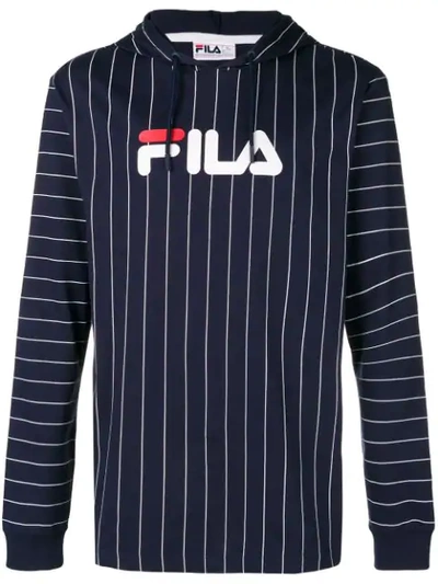 Shop Fila Striped Hoodie In Blue