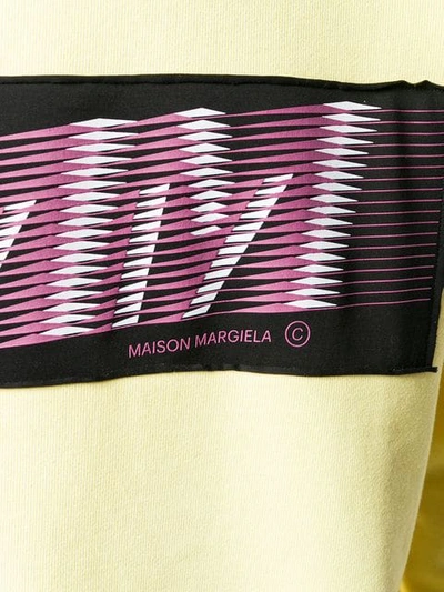 Shop Maison Margiela Logo Print Hoodie In Yellow