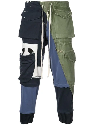 Shop Greg Lauren Multi-pocket Trousers In Blue