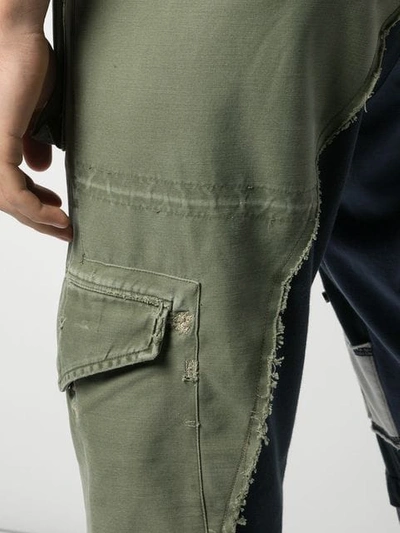 Shop Greg Lauren Multi-pocket Trousers In Blue
