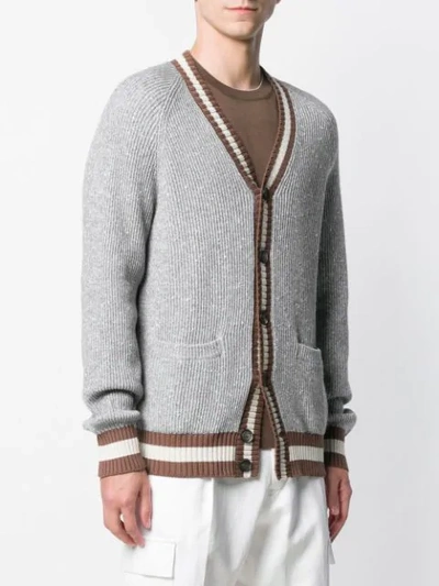 Shop Brunello Cucinelli Melange Knitted Cardigan In Grey