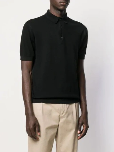 Shop John Smedley Basic Polo Shirt - Black
