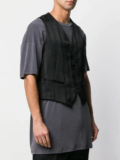 Shop Ann Demeulemeester Striped Waistcoat In Black