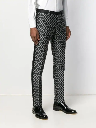 Shop Dolce & Gabbana Diamond Print Tailored Trousers - Black
