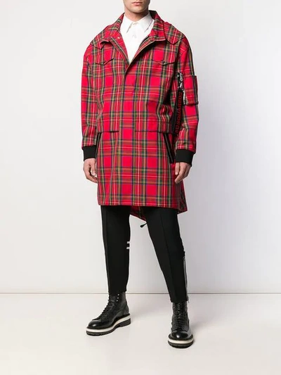 Shop Dsquared2 Check Trenchcoat In Red