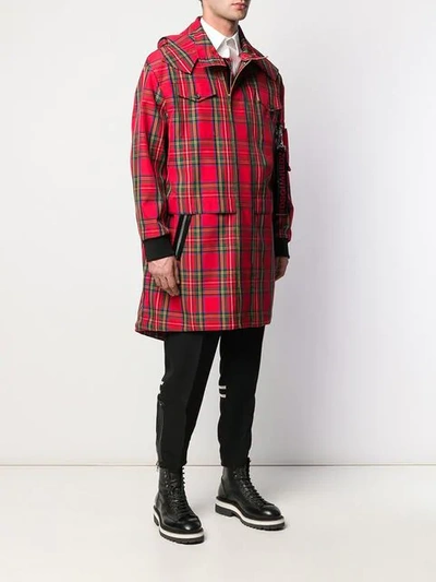 Shop Dsquared2 Check Trenchcoat In Red