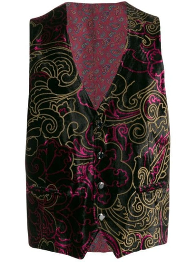 ETRO DEVORÉ VELVET WAISTCOAT - 红色