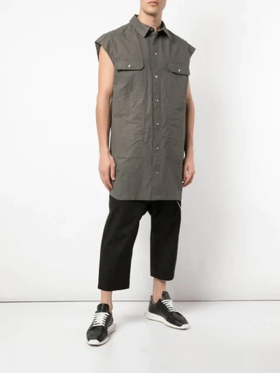 Shop Rick Owens Oversized Sleeveless Shirt In Grey