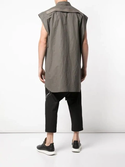 RICK OWENS OVERSIZED SLEEVELESS SHIRT - 灰色