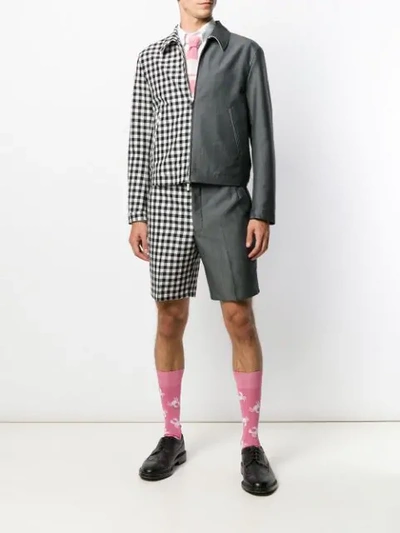 Shop Thom Browne Fun Mix Gingham Golf Jacket In Blue