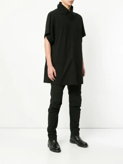 Shop Julius Wrap-collar Longline Shirt - Black