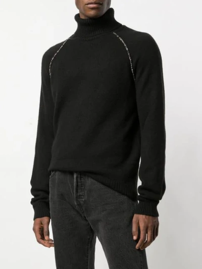 Shop Alanui Rollneck Cashmere Sweater In Black