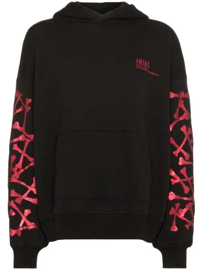 Shop Amiri Sunset Bones Foil Hoodie In Blr Black Red