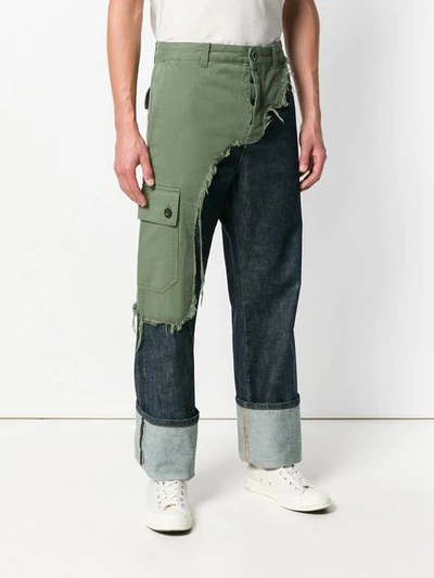 Loewe Asymmetric Cargo Jean Trousers In Green/blue | ModeSens