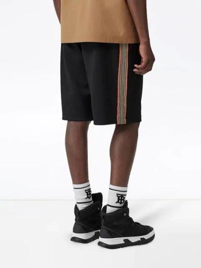 Shop Burberry Icon Stripe Detail Shorts In Black